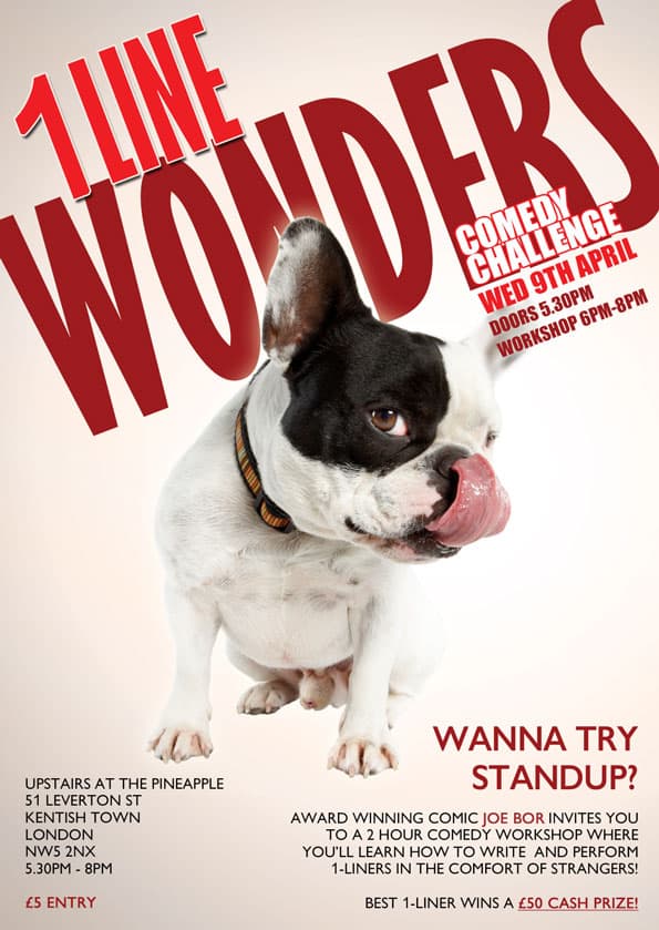 1 Line Wonders comedy bootcamp poster